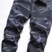 Suitable For All Seasons Men's Plus Size Straight Leg Stretch Personality Tie-Dye Ripped Jeans Long Pants_mkmklike.com