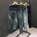 Men's Clothing Men's Slim Fit Cropped Jeans Trendy Brand Washed Ripped Spring Thin For Formal & Casual Casual Pants_mkmklike.com