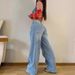 New Retro American Long Wide-leg Pants Spice Girl Loose Jeans Women's High-waisted Straight-leg Pants_mkmklike.com