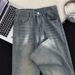 Men's Distressed Gradient Blue Jeans - Loose Fit Straight Leg Vintage Streetwear Pants (Sizes S-3XL)_mkmklike.com