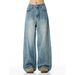 Men's Loose Fit Jeans Street Style Versatile Washed Cleanfit Wide Leg Pants High Street_mkmklike.com