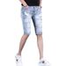 American Casual Trendy Ripped Cat Whiskers Denim Straight Leg Ruff Handsome Summer Men's Five Quarter Pan Student_mkmklike.com