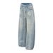 Punk Washed Vintage Denim Scimitar Trendy Brand Design Deconstructed Patchwork Wide-Leg Frayed Cargo Long Pants For Men_mkmklike.com