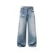 Men's Clothing Street Baggy Version Neutral Wide Leg Mopping Dirty Ink Splashed Distressed Design Jeans_mkmklike.com