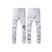 Men's Slim Fit Straight Jeans With Splatter Paint & Patchwork Details - Stretch Denim Pants For Casual Streetwear_mkmklike.com