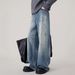 Men's Distressed Ink Splash Jeans - Loose Fit Straight Leg High Street Pants With Vintage Wash & Streetwear Style_mkmklike.com