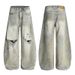 Trendy High Street Distressed Denim Pants With Splatter Paint & Ripped Details - Oversized Wide Leg Jeans For Men & Women (S-XXL)_mkmklike.com