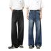 Men's Retro Washed Jeans – Lightning Crack Distressed Wide-Leg Pants (S-XL, Blue & Black Gray)_mkmklike.com