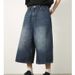 Unisex Vintage Washed Denim Shorts Mid-Length Relaxed Fit Distressed Retro Blue Casual Streetwear S-XXXL_mkmklike.com