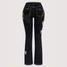 Hot Girl Black Washed Slim Fit Cross Embroidered Flared Jeans European American Style Women's Denim Jeans_mkmklike.com