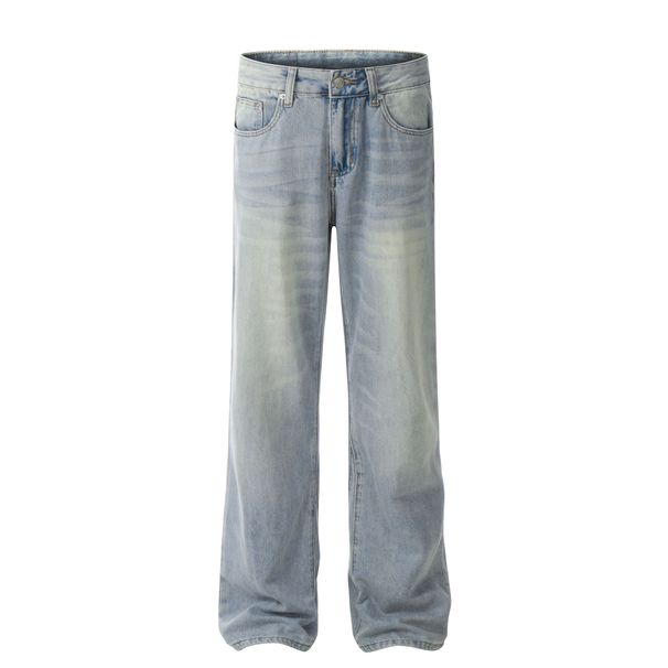 Men's Clothing Neutral High End Street Trend Water Wash Blue Cool Design Slim Men's Flared Casual Jeans_mkmklike.com