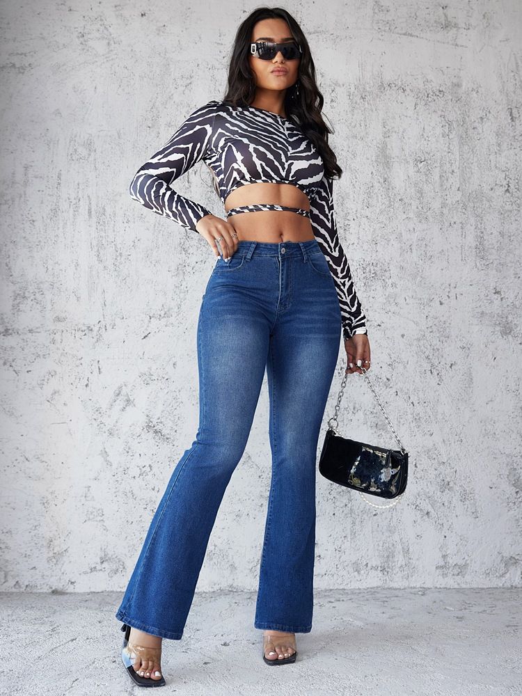 2025 European and American foreign trade women's clothing independent station new fashion casual high waist belly slim jeans women_mkmklike.com