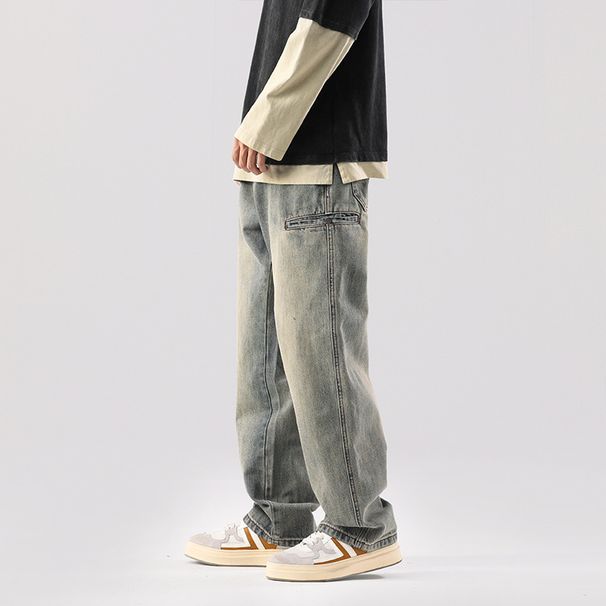 Nordmann Japanese Style Straight-Leg Jeans For Men Autumn Winter New Loose Slimming Trendy Vintage Men's Wide-Leg_mkmklike.com