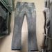 Distressed Vintage Washed Jeans – 90s Grunge Flared Denim With Ripped Details & Paint Splatter_mkmklike.com