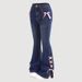 Women's Bow Tie Flare Jeans - High Waisted Stretch Denim Pants For Casual & Office Wear (Dark Blue, S-xxl)_mkmklike.com