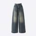 YC&American Retro High-waisted Loose Wide-leg Versatile Autumn And Winter Straight Jeans For Women Trendy&long Pants_mkmklike.com