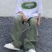 Green Jeans Men's American Retro Washed Autumn Thin Loose Straight Wide-leg Pants Trendy Versatile Long Pants_mkmklike.com