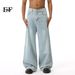EF JEANS | 2024 New High Street Retro Old Wide Leg Pants Mopping Jeans Tide Straight Loose Light Blue_mkmklike.com