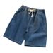 Men's Clothing Summer Denim Shorts Loose Fit 5/8 Length Japanese Hong Kong Style Casual Wide Leg Mid Length Student Trendy Brand_mkmklike.com