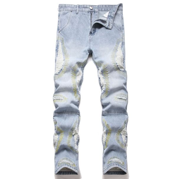 Ripped Jeans New Style Youth Men's Mid Waist Slim Street Style Straight Skinny Pants_mkmklike.com