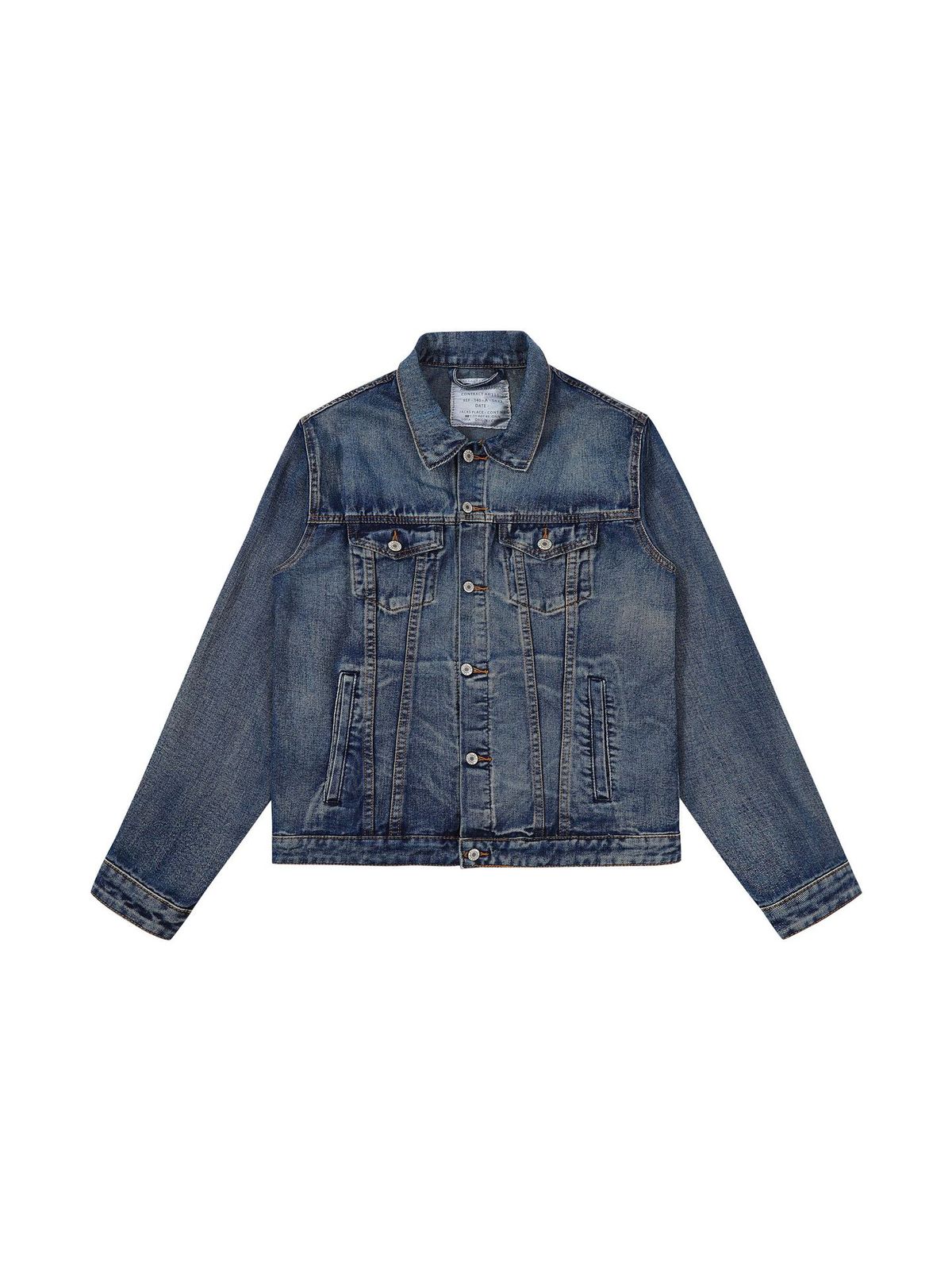 Men's Clothing Washed Blue Short Denim Retro Jacket Button Down Simple_mkmklike.com