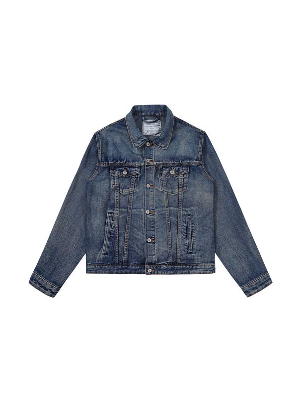 Men's Clothing Washed Blue Short Denim Retro Jacket Button Down Simple_mkmklike.com