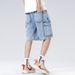 In Stock Workwear Denim Summer Loose Casual New Versatile Simple Five-Point Mid-Length Shorts_mkmklike.com