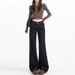 Women's American Style Dark Blue Flared Jeans Straight Leg Loose Fit plus Size Retro Low Waist Slimming Wide Leg Floor Length_mkmklike.com