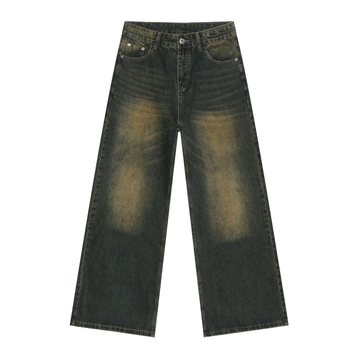 Men's Clothing Retro Loose Fit Jeans For Men Washed Casual Straight Leg Wide Leg Floor Length Pants For Formal & Casual_mkmklike.com
