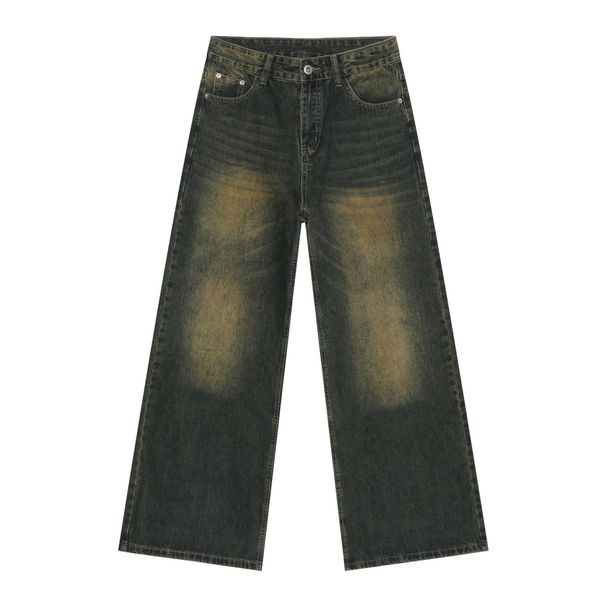 Men's Clothing Retro Loose Fit Jeans For Men Washed Casual Straight Leg Wide Leg Floor Length Pants For Formal & Casual_mkmklike.com