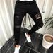 Men's Slim Fit Stretch Ripped Jeans Classic Black Denim Pants For Casual Streetwear_mkmklike.com
