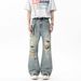 American-tyle Trendy Vintage Ripped Flared Jean For Men, Ummer High Treet Looe Fit Cleanfit Veratile Wide-leg_mkmklike.com
