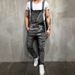 Men's Fashion Denim Overalls With Rip Details - Classic Straight-Leg Workwear Jumpsuit For Casual & Trendy Style_mkmklike.com