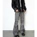 Men's High Street Grey Distressed Slim Fit Bootcut Jeans - Stretch Comfort & Urban Style (S-5XL, Black-Grey)_mkmklike.com