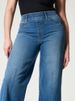K Fashion Women's Wide Leg Mid Waist High Elastic Waisted Jeans_mkmklike.com