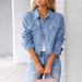 Women's Clothing Denim Jacket Long Sleeve Casual Slim Fit Spring Coat For Work & Daily Wear With Solid Color_mkmklike.com