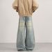xxbro Men's Vintage High Street Baggy Jeans - Retro Washed Distressed Wide Leg Cargo Pants For Casual Streetwear_mkmklike.com