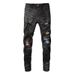 European And American Trend Men's Pants Slim Stretch Digital Patch Ripped Jeans Men's Fashion Men's Small Leg Pants Men's 8638_mkmklike.com