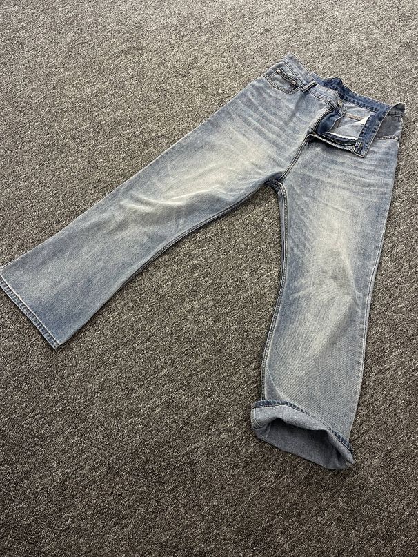 Men's Light Blue Washed Straight-Leg Jeans CleanFit Streetwear Relaxed Fit Slight Flare Ice Blue S-3XL_mkmklike.com