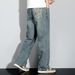 New Spring Jeans, Loose Straight Leg Elastic Waist Pants, Men's 2025 New Casual Trendy Brand_mkmklike.com