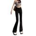Black High-Waisted Slimming Flared Jeans For Women, Spring And Autumn 2024 New Stretch Petite Cropped Bootcut Pants_mkmklike.com
