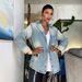 Women's Retro Distressed Washed Denim Jacket Light Blue Solid Workwear Style Patchwork Details Spring/Autumn_mkmklike.com