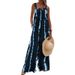 Women's printed sleeveless loose casual suspenders jumpsuits wide-leg pants women_mkmklike.com