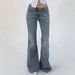 Women's Clothing Vintage High-Waisted Flared Jeans For Women - Stretch Denim Pants With Double Buttons, Slim Fit & Comfortable (Navy Blue)_mkmklike.com