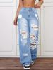 Cross-border European And American Women's Jeans 2025, Ripped, Washed, Distressed, Straight-leg Jeans,_mkmklike.com