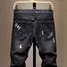 Men's Stretch Skinny Jeans | Distressed Rip & Paint Splatter Design | Washed Black Denim Pants For Street Style_mkmklike.com