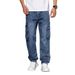 Men's Loose Fit Straight Leg Jeans Trendy Brand Midweight Elastic Mid Waist Long Pants_mkmklike.com