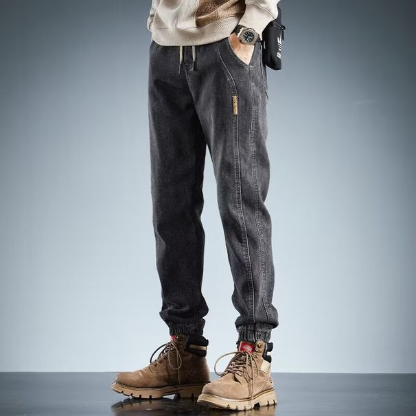 Men's New Spring Summer Black Versatile Casual Jogger Loose Harem Pants Trendy Jeans_mkmklike.com