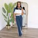 Women's Clothing Denim Stitching Color Stand Up Collar Zipper Top Wide Leg Pants Two Piece Suit For Women_mkmklike.com