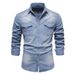 2026 New Denim Shirt Men's Casual Solid Color Denim Long Sleeve Shirt_mkmklike.com